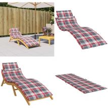 Coussin de chaise longue à carreaux rouge 186x58x3 cm - Coussin De Chaise Longue - Coussin D'extérieur - Coussin Décoratif - Coussin Imperméable