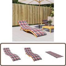 Coussin de chaise longue à carreaux rouge 200x60x3 cm - Coussin De Chaise Longue - Coussin D'extérieur - Coussin Décoratif - Coussin Imperméable