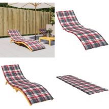 Coussin de chaise longue à carreaux rouge 200x60x3 cm - Coussin De Chaise Longue - Coussin D'extérieur - Coussin Décoratif - Coussin Imperméable