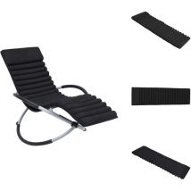 Coussin de chaise longue Noir Daim - Coussin Chaise Longue - Coussin Pour Transat - Coussin Extérieur - Coussin Noir - Coussin Daim