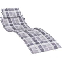 Vidaxl - Coussin de chaise longue à carreaux gris 186x58x3 cm
