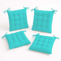 Deco Arts - Lot de 4 Galettes de chaise 40 x 40 cm - Bleu Caraïbes