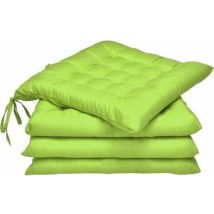Ontway - Coussin de Chaise - Lot de 4 Coussins Carrés avec Attaches pour Chaises Intérieur ou Extérieur 40 x 40 cm, Vert Pomme