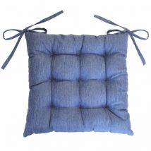 1001kdo - Coussin de chaise matelassé chambray newton bleu 40 x 40 cm