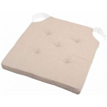 Gadget Et Bazar - Coussin de chaise réversible lin et beige en coton 38 x 38 cm