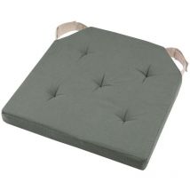 Gadget Et Bazar - Coussin de chaise réversible bleu vert et lin en coton 38 cm