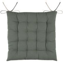 Stof - Coussin de chaise bicolore réversible en coton vert et lin