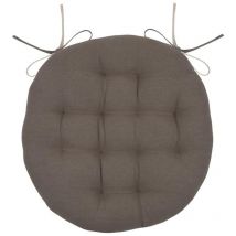 Coussin de chaise ronde réversible Taupe et Lin