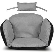 Coussin de jardin 112x113 cm pour fauteuil suspendu, nid de cigogne, imperméable, gris