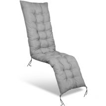 Coussin de jardin 165x50 cm pour transat, gris