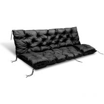 Coussin de jardin 180x60x50 cm + 2 coussins pour balancelle imperméable noir