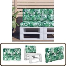 Coussin de palette motif de feuilles 60x40x12 cm tissu - Coussin Exterieur - Coussin Jardin - Coussin Terrasse - Coussin Design - Coussin Motifs