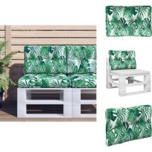 Coussin de palette motif de feuilles 60x40x12 cm tissu - Coussin Exterieur - Coussin Jardin - Coussin Terrasse - Coussin Design - Coussin Motifs