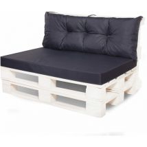 Setgarden - Coussin de palettes, Jeu de coussins de jardin 120x60 et Dossier 120x50cm Noir / coussin de palettes pas cher extérieures