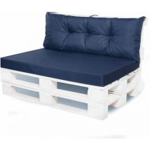 Setgarden - Coussin de palettes, Jeu de coussins de jardin 120x80 et Dossier 120x50cm bleu foncé / Coussin pour palettes europe extérieures
