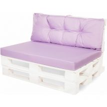 Setgarden - Coussin de palettes, Jeu de coussins de jardin 120x80 et Dossier 120x50cm Violet clair / Coussin pour palettes europe extérieures