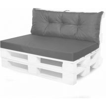Setgarden - Coussin de palettes, Jeu de coussins de jardin 120x80 et Dossier 120x50cm Anthracite / Coussin pour palettes europe extérieures