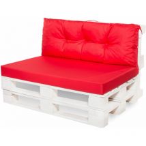 Setgarden - Coussin de palettes, Jeu de coussins de jardin 120x80 et Dossier 120x50cm Rouge / Coussin pour palettes europe extérieures