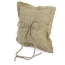 Coussin de poche en jute pour porteur d'alliances de mariage