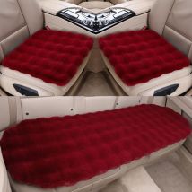 Coussin de siège de voiture en peluche épaisse, housses de siège de voiture pour sièges avant et arrière (lot de 3 - sièges avant + arrière, rouge)
