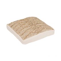 Coussin de Sol Déco 'Seav' 38x38cm Beige & Blanc
