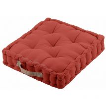 Coussin de sol en coton uni terracotta