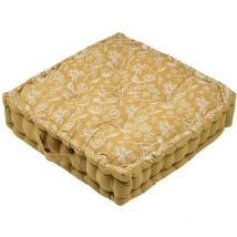 Coussin de sol en coton et gaze de coton moutarde 44 cm
