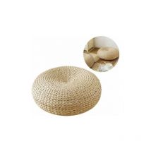 Coussin de sol rond respirant en paille tissée