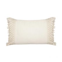 Coussin Déco 'Coton Macramé' 30x50cm Ivoire