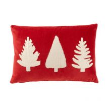 Coussin Déco en Velours 'Sapin' 30x45cm Rouge