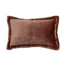 Coussin Déco Flanelle 'Cuddly' 38x58cm Marron