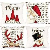 Coussin Decoration Canapé 40x40 Cm Deco Housse Decoratifs pour Canapes Interieur Christmas Salon Maison Blanc 16 Taie Père Noël élans Cadeaux 4