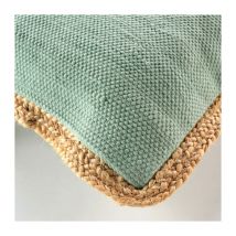 Coussin Déhoussable (45 x 45 cm) Akina Sauge, Coton & Polyester avec Jute - 45x45cm - Vert sauge