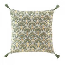 Coussin dehous. pompon 45 x 45 cm polycoton imp metallise Icare