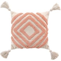 Bricoline - Coussin dehous. compr. pompons 40 x 40 cm coton/polyester tufte athena Marsala