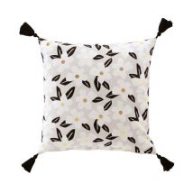 Bricoline - Coussin dehous. compr. pompons 45 x 45 cm coton imprime or darcy des. place Sans