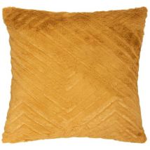Coussin effet fourrure jaune moutarde 45x45cm - Atmosphera créateur d'intérieur