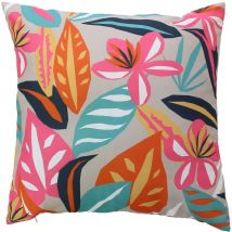 Doulito - Coussin extérieur impression fleurie Fuchsia 60x60 cm