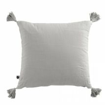 Coussin déhoussable gaze de coton – 40x40 cm – 100% coton – 4 pompons – L'Effet Papillon