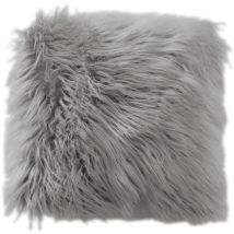 Coussin déhoussable uni imitation fourrure Gris clair 45x45 cm