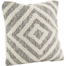 Coussin en coton écru et beige Losanges