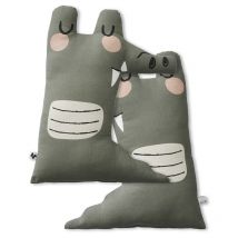 Coussin en forme de crocodile vert avec housse en coton - louis