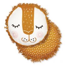 Coussin en forme de lion orange avec housse amovible en coton - leon