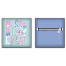 Coussin en Peluche avec poche Peppa Pig - Best Day Ever - Bleu 35x35 cm