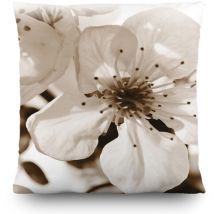 Coussin fleurs beige - 45 cm x 45 cm