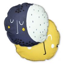 Coussin forme de lune / soleil avec housse amovible en coton - sunny
