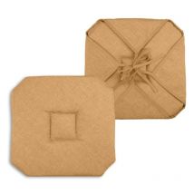 Coussin galette de chaise 4 rabats 40x40cm camel chinee