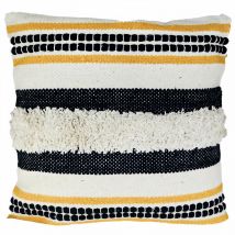 Coussin en coton 45x45 cm macrame patna jaune, par Soleil d'Ocre