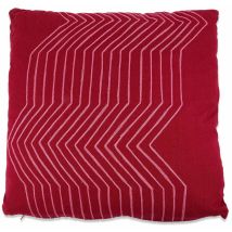 Coussin – 50x50 cm – Rouge avec lignes roses – Coton – Mobilier d'intérieur