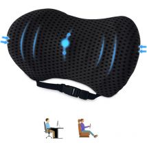 Coussin Lombaire Voiture,Oreiller de Soutien Lombaire pour Chaise de Bureau et Siège de Voiture, Coussin de Dossier avec Sangle Réglable, pour